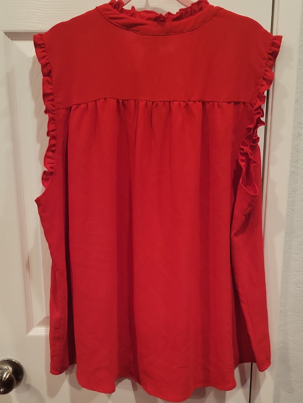 Rain Red Smocked Ruffle-Trim Camisole - Picture 3 of 5